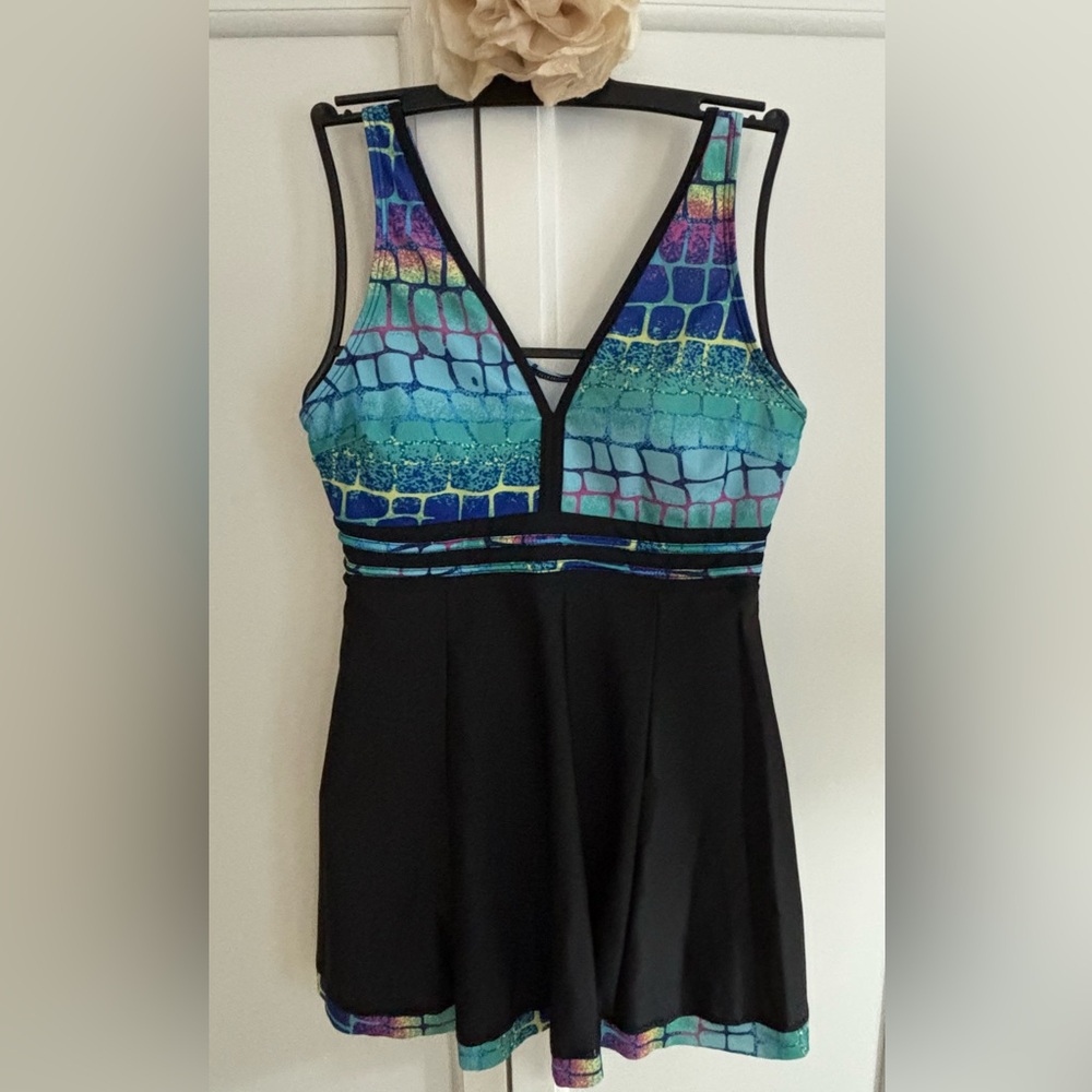 Colorful Patterned Swim Dress Women’s 0XL